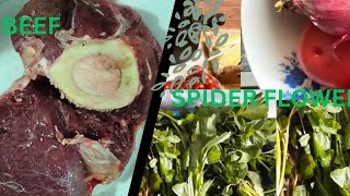 HOW I PREPARE BEEF amp SPIDER FLOWERcleome gynandra [upl. by Emmer]