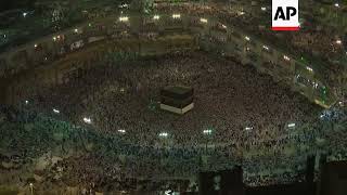 Thousands of Hajj pilgrims circle cubeshaped Kaaba in Mecca [upl. by Michaele]