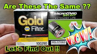 Napa Gold Oil Filter 100290 vs MicroGard Select Oil Filter MSL57060 Oil Filter Comparison [upl. by Inat]