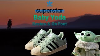 UNBOXING The Mandalorian x Adidas Baby Yoda Superstar Sneaker  Star Wars Review amp On Foot [upl. by Nogras647]