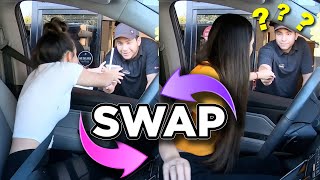 Twin Swap DRIVE THRU Challenge  Merrell Twins [upl. by Norym691]