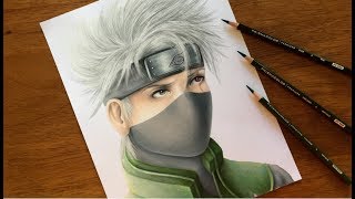 Drawing Naruto Characters  Realistic Kakashi Hatake [upl. by Sly]