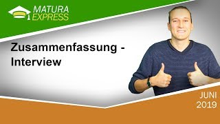 Zusammenfassung eines Interviews  Zentralmatura Deutsch Jänner 2020 4 [upl. by Elvin633]