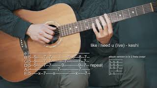 How To Play Like I Need You  Keshi  Guitar Tabs [upl. by Azilanna]