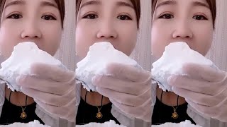 QIAN ICE EATING WHITE ICE WITH MILK [upl. by Aicener]