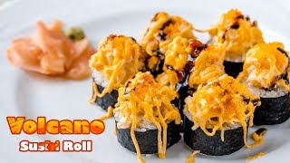 Homemade LavaVolcano Sushi Roll Recipe  The Baked Version [upl. by Arri]