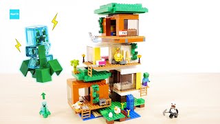 レゴ マインクラフト 帯電クリーパー ツリーハウス 21174 ／ LEGO Minecraft The Modern Treehouse Speed Build amp Review [upl. by Asnerek480]