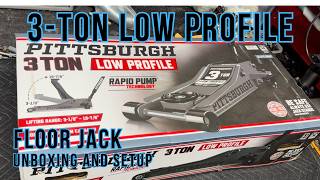 PITTSBURGH 3TON LOW PROFILE FLOOR JACK Unboxing and setup [upl. by Philip]