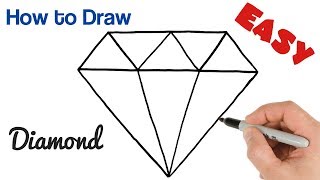 How to Draw a Diamond Easy Step by Step [upl. by Yesnek]