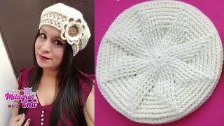 Como tejer la Boina N° 21 a crochet para niñas y mujer en punto Estrella en Relieves paso a paso [upl. by Enomad]