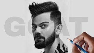 Realistic Sketch Of Virat Kohli  Timelapse  DrawwithPrahlad [upl. by Nnaihs513]