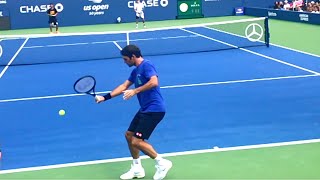 Roger Federer Backhand Slice Slow Motion Court Level View  ATP Tennis Backhand Slice [upl. by Eybbob]