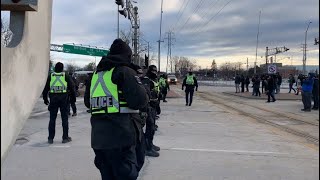 Scenes from todays blockade of the Ambassador Bridge as police attempt to clear protesters fro [upl. by Buell]