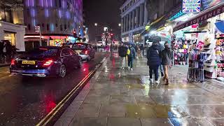 Storm Henk  West End Walk Christmas Lights Nighttime Rain London UK 04th Jan 2024  Part 2 [upl. by Eannyl]