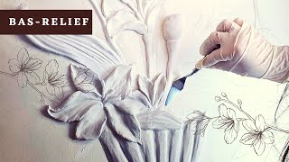 Basrelief made of gypsum putty Orchids [upl. by Chessa477]