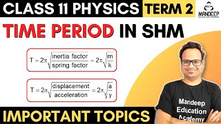 Time Period of SHM Class 11 Physics Term 2 Derivation Simple Harmonic Motion  Oscillations [upl. by Adniram]