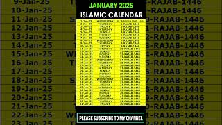 January 2025 Islamic Calendar  Islamic Calendar 2025  shorts [upl. by Anauqes]