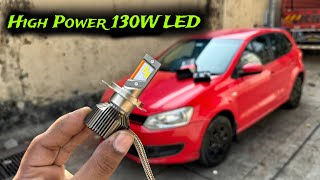 Best Led Headlight Bulb For Cars In 2024  Carhatke 130W H4 LED Bulb  Led Installation In Polo [upl. by Aneehc]