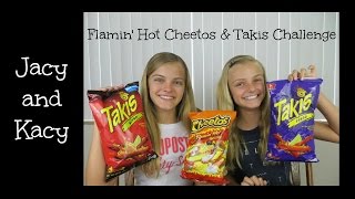 Flamin Hot Cheetos amp Takis Challenge  Jacy and Kacy [upl. by Ru]