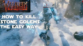 Valheim Guides  How to Safely and Easily Kill Stone Golems [upl. by Gilmour]