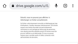 comment résoudre cet erreur sur Google drive Ce fichier a été récemment consulté ou téléchargé [upl. by Adnamra]