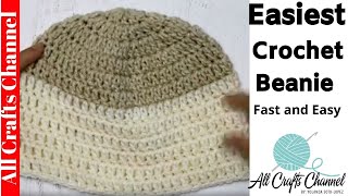 Easiest Crochet Beanie  Fast and Easy Beginner Level [upl. by Etolas]