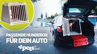 Hundebox fürs Auto  Dein Hund sicher im Kofferraum Hunde Box aus ALU mit SICHERHEITSrückwand [upl. by Esorlatsyrc114]