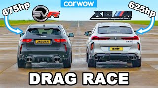 BMW X6M vs 675hp Jaguar FPace SVR Lister DRAG RACE [upl. by Bannasch]