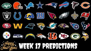 2023 WEEK 17 NFL PREDICTIONS [upl. by Ahsekyw]