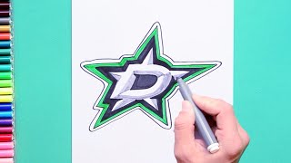 How to draw the Dallas Stars Logo NHL Team [upl. by Tager]