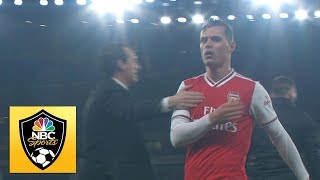 Granit Xhaka jeered by Arsenal fans as he is subbed off  Premier League  NBC Sports [upl. by Luaped]