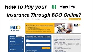 How to Pay your Manulife Insurance Using your BDO online account [upl. by Lin]