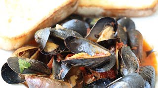 Steamed Mussels With White Wine Tomato Broth Recipe [upl. by Ynaffital]