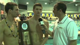 2014 Wingate Swimming  BMC post meet interview with seniors Tim Kniffler amp Reed Miller [upl. by Lindley300]