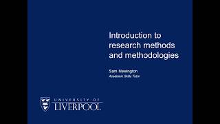 Introduction to research methods and methodologies [upl. by Ciaphus]