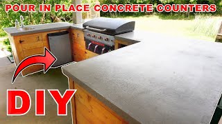 DIY CONCRETE COUNTERTOPS  OUTDOOR KITCHEN UPDATE  MODERN BUILDS [upl. by Alaehcim579]