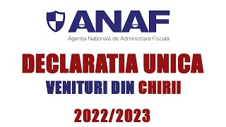 Completarea Declaratiei Unice 20222023  Venituri din Chirii [upl. by Reitman]