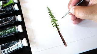 Artist Paints a Redwood Tree with Gouache Paint  Boelter Design Co [upl. by Isdnyl]