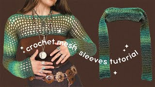 how to crochet mesh sleeves  EASY tutorial [upl. by Greenberg761]