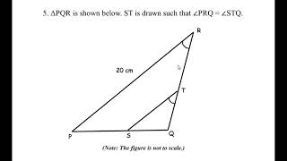 Q5  ∆PQR is shown below ST is drawn such that ∠PRQ  ∠STQ If ST divides QR in a ratio of 23 [upl. by Vaules]