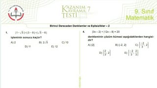 9 Sınıf Meb Kazanım Testi7 [upl. by Enyamrahs]