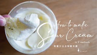 兩種方法自制酸忌廉 中字幕 How to make Sour Cream in 2 methods [upl. by Thurnau]