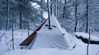 3 Days Stove Hut Camping in Heavy Snowfall [upl. by Aiela]