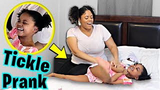 Hilarious TICKLE PRANK on daughter [upl. by Ahsikyt]