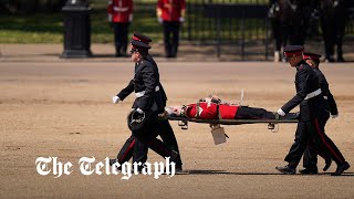 Soldiers faint in scorching London heat as Prince William inspects troops [upl. by Codding234]