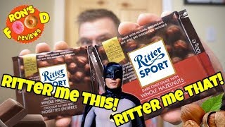 RITTER SPORT NUT SELECTION MILK amp DARK CHOCOLATE WITH WHOLE HAZELNUTS TASTE AND REVIEW [upl. by Yaron]