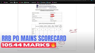 RRB PO MAINS SCORECARD 🔥 [upl. by Dew]