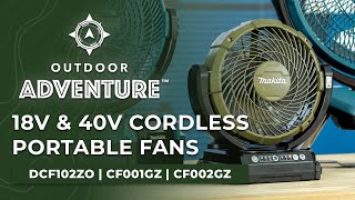 Makita Olive Green 18V  40V Cordless Portable Fans DCF102Z  CF001GZ  CF002GZ [upl. by Lairbag]