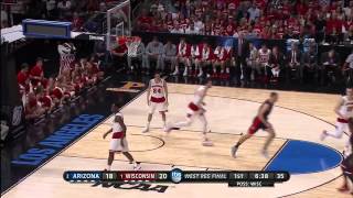 Arizona vs Wisconsin Kaleb Tarczewski dunk [upl. by Vachel]