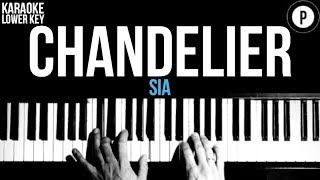 Sia  Chandelier Karaoke SLOWER Acoustic Piano Instrumental Cover Lyrics LOWER KEY [upl. by Ahcarb394]